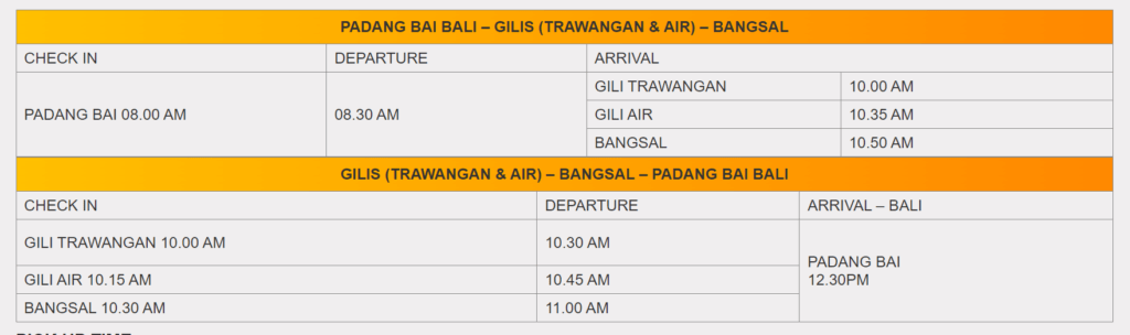 Boat Schedule From Bali To Gili Trawangan, Gili gili fast boat schedules